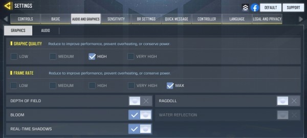 कॉल ऑफ ड्यूटी गेम की ग्राफिक्स सेटिंग. call of duty graphic setting