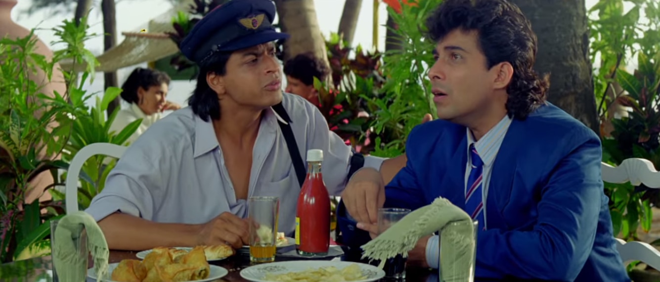 फिल्म 'कभी हां कभी ना' के एक सीन में शाहरुख खान और दीपक तिजोरी. फिल्म 'कभी हां कभी ना' के एक सीन में शाहरुख खान और दीपक तिजोरी.