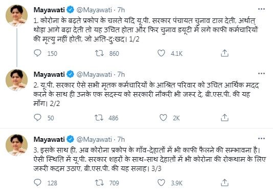 बसपा सुप्रीमो मायावती का ट्वीट Mayawati