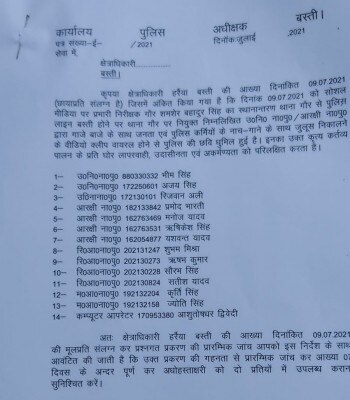 बस्ती पुलिस की ओर से जारी किया गया आदेश. फोटो सोर्स- आजतक Basti Police
