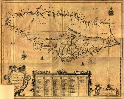 Jamaica Map 1600 Jamaica Map 1600