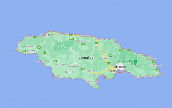 मैप में जमेका कुछ ऐसा दिखता है. Jamaica On Map