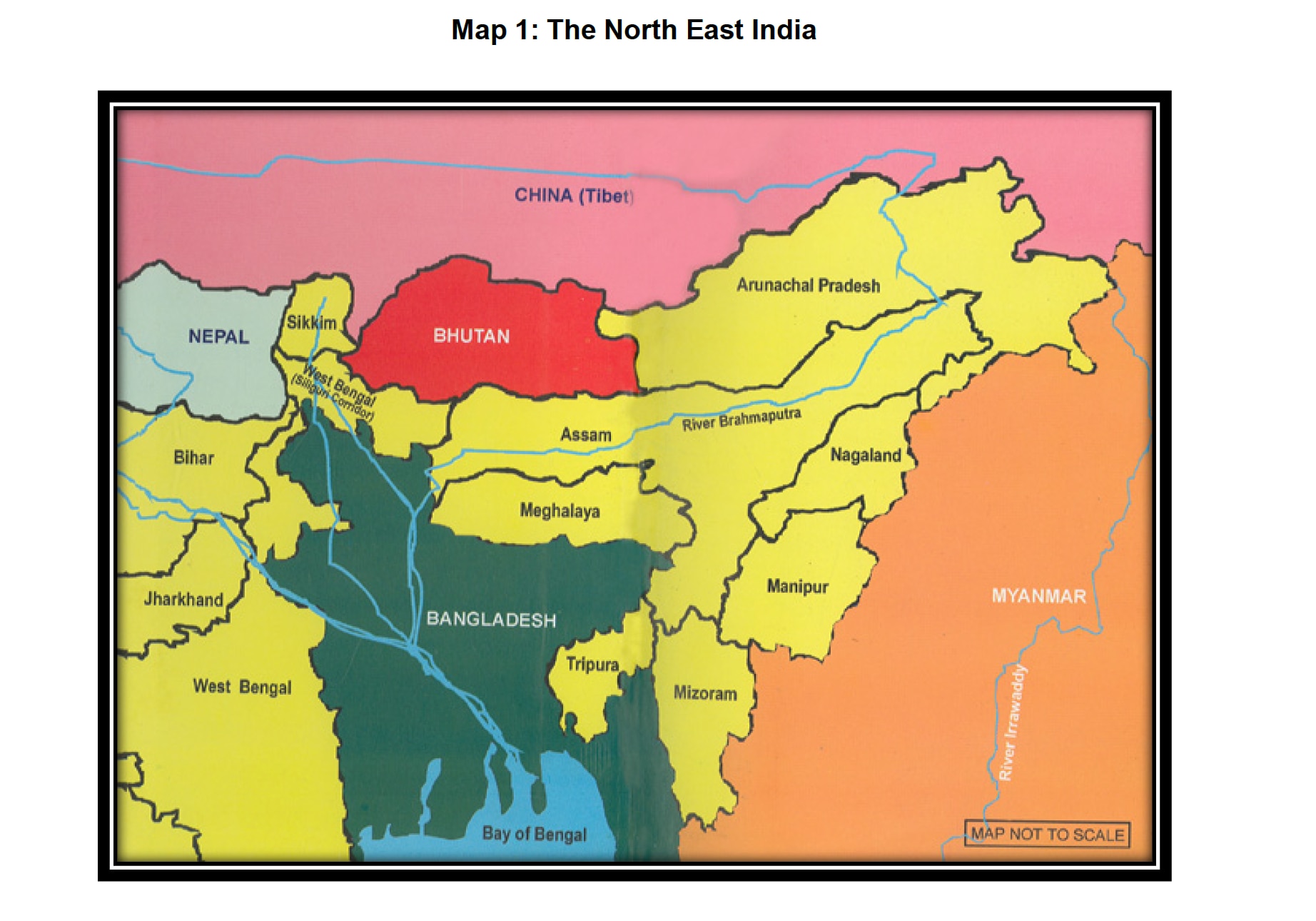 उत्तर-पूर्व भारत का नक़्शा. फ़ोटो- डिफ़ेन्स रिव्यू जर्नल North East Map