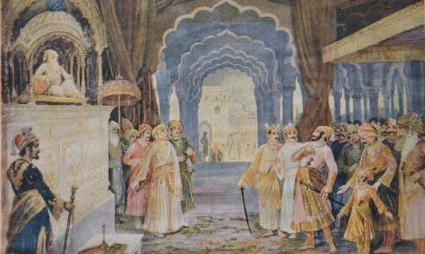 औरंगज़ेब के दरबार में शिवाजी (तस्वीर: एम॰वी॰ धुरंधर) Untitled Design (2)