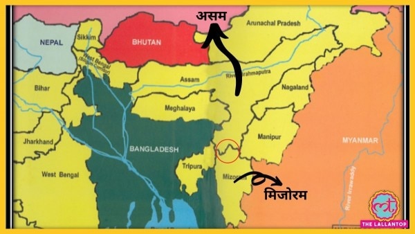 असम-मिजोरम की 165 किलोमीटर की सीमा का सही से निर्धारण न होना दोनों राज्यों के बीच विवाद का कारण बना रहता है.(मैप-Center For Land Warfare Studies) Assam Mizoram Border