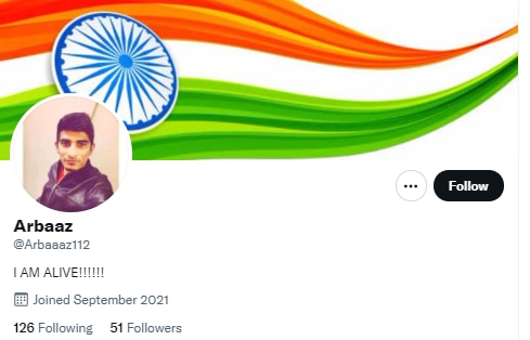Arbaz के नाम पर बनाया गया फेक ट्विटर अकाउंट. Arbaz के नाम पर बनाया गया फेक ट्विटर अकाउंट.
