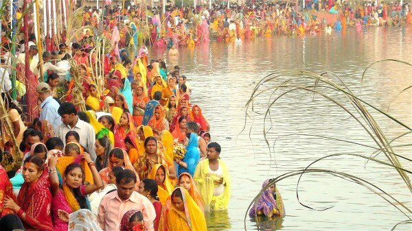छट पूजा का दृश्य. 