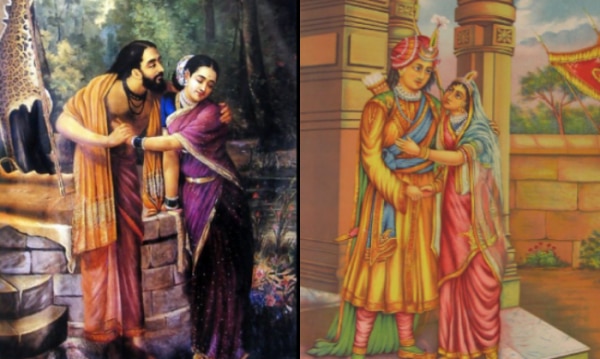अर्जुन और उनकी पत्नी सुभद्रा बाएं एवं अभिमन्यु और उनकी पत्नी उत्तरा दाएं अर्जुन और उनकी पत्नी सुभद्रा बाएं एवं अभिमन्यु और उनकी पत्नी उत्तरा दाएं