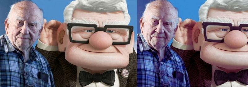 Ed Asner (1929 2021) With His Animated Character Carl From 2009 Movie Up. Ed Asner (1929 2021) With His Animated Character Carl From 2009 Movie Up.