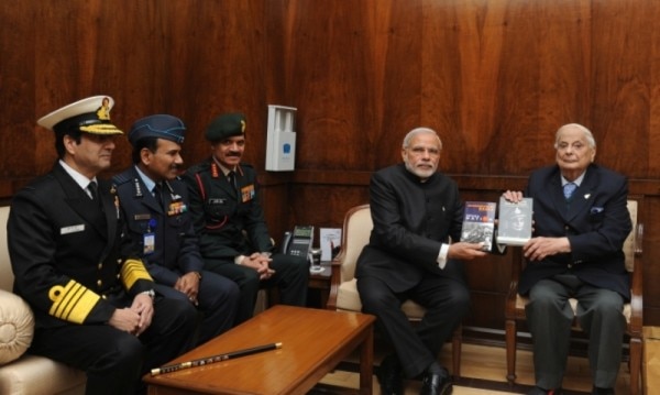 Lt._General_(Retd.)_JFR_Jacob_presents_his_books_“An_Odyssey_in_War_and_Peace”_and_“Surrender_at_Dacca”_to_PM_Modi