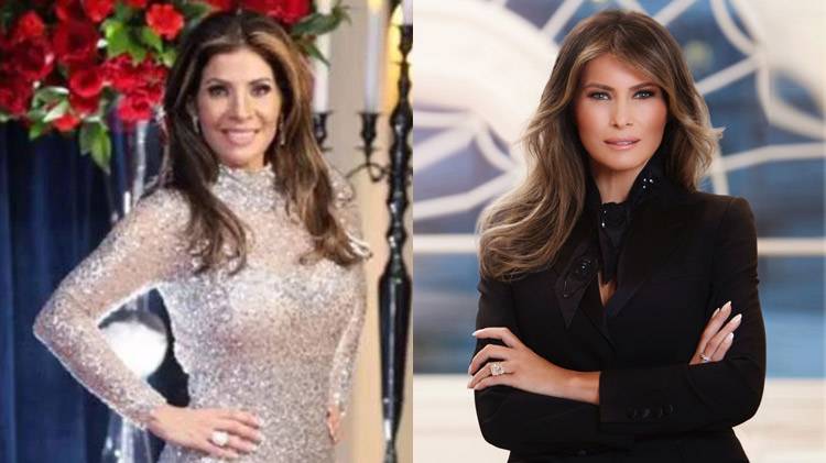 Claudia after the surgeries that included breast enhancement and Melania Trump on the right