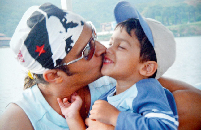 Jimmy Shergill with his son