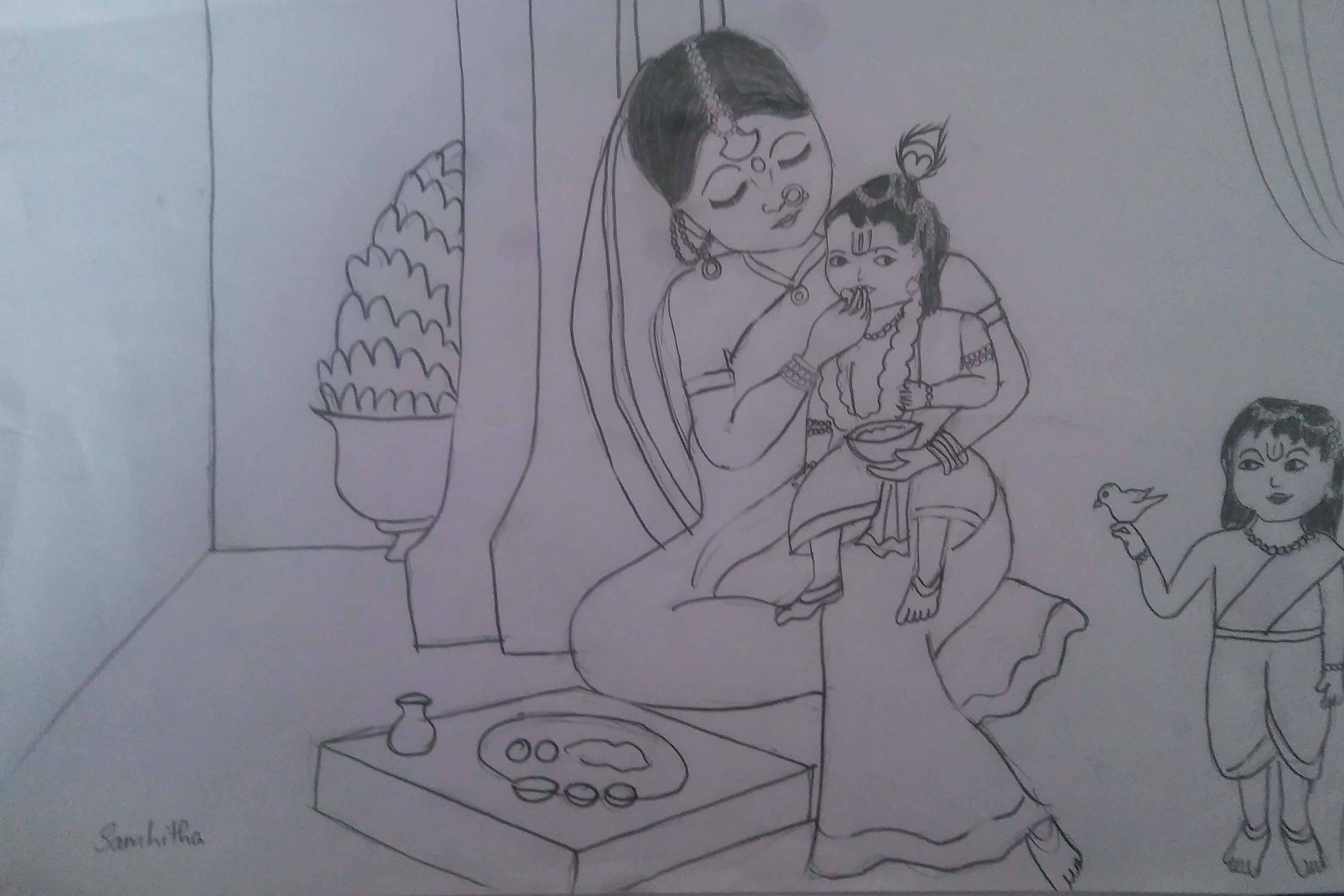 सम्हिता का बनाया स्कैच. फोटो क्रेडिट- सम्हिता सम्हिता का बनाया स्कैच. फोटो क्रेडिट- सम्हिता