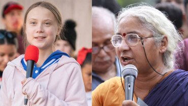 (Left:) Greta Thunberg; (right:) Medha Patkar (Photos: Flickr, Wikimedia Commons)