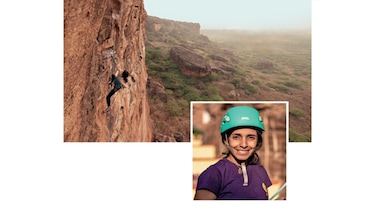 The advanced Samsara climb in Badami, Karnataka was one of the toughest climbing challenges Gowri Varanashi (inset) had ever faced.