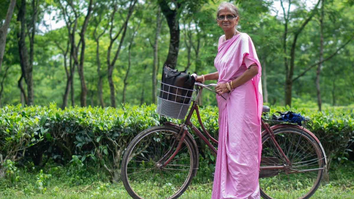 Gita Karmakar and her bicycle remain a familiar presence across Danguajhar. All photos by Gaurav Biswas