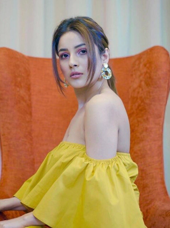 स्ट्रैपलेस ड्रेस में शहनाज का जलवा