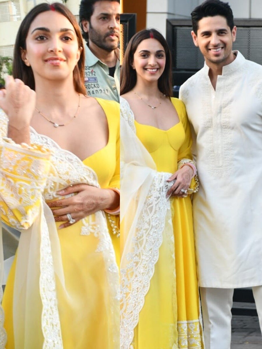 येलो सूट में नई नवेली दुल्हन कियारा, सिद्धार्थ के देसी लुक से इंप्रेस फैन्स, मुंबई पहुंचा कपल