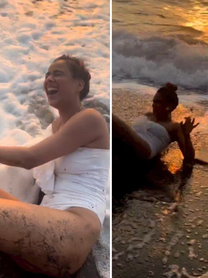 बिकिनी पहन समंदर में करतब दिखाने की कोशिश हुई फेल, उल्टा गिरी टीवी की बहू!