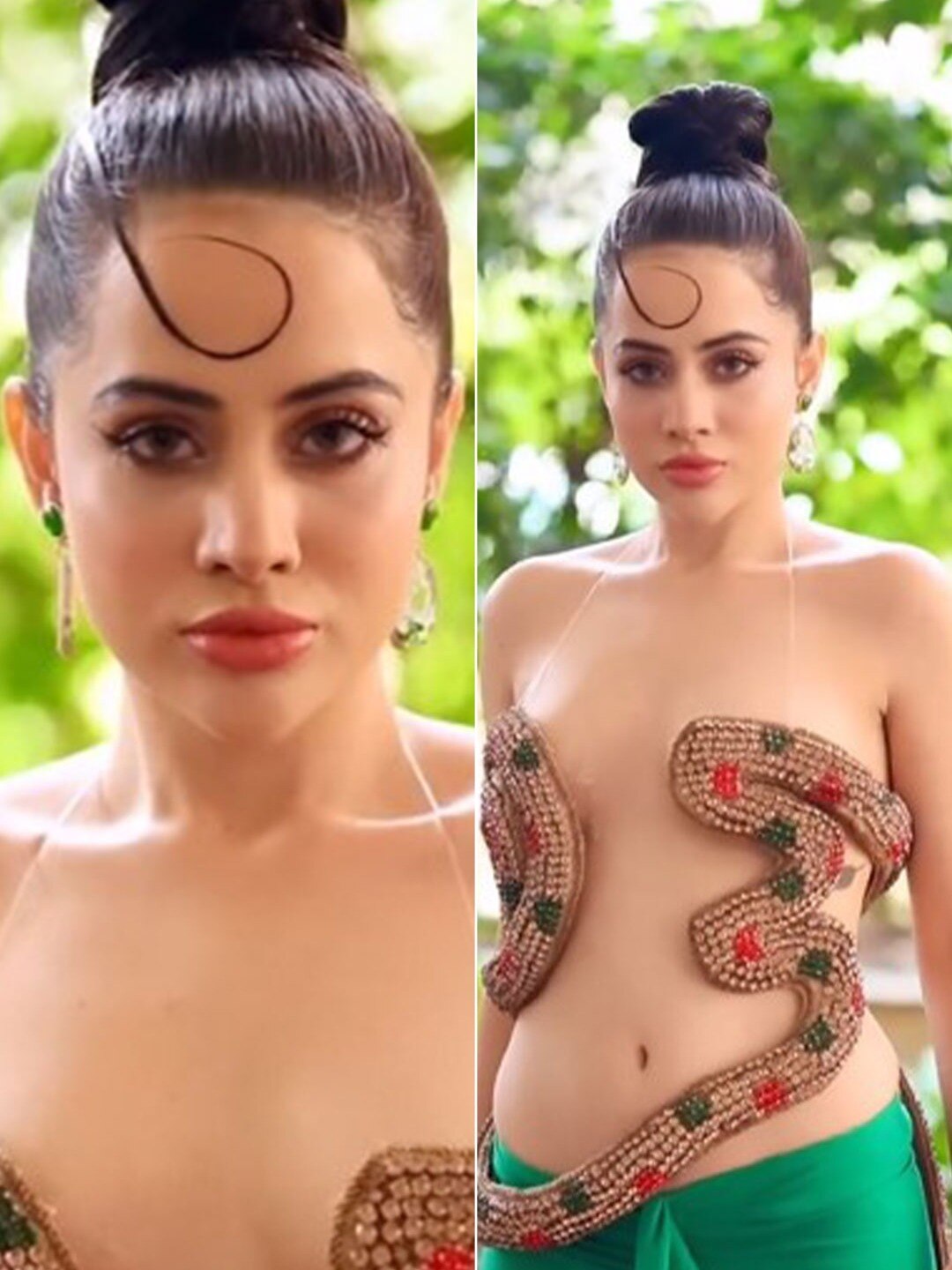 उर्फी ने नहीं पहना टॉप! बॉडी पर लपेटे 'सांप', हेयरस्टाइल का उड़ा मजाक