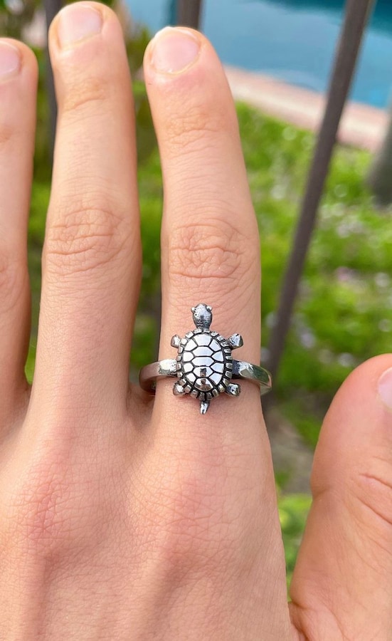 Tortoise silver ring for ladies deals