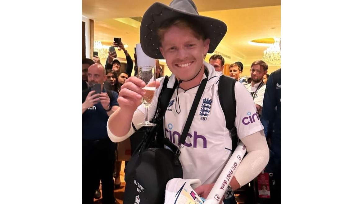 Ollie Pope raises toast after matchwinning knock