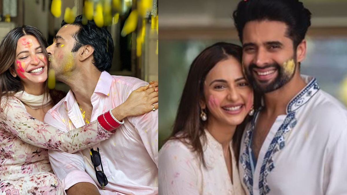 होली पर नई दुल्हन संग रोमांटिक हुए पुलकित, किया Kiss, प्यार के रंग में रंगे रकुल-जैकी