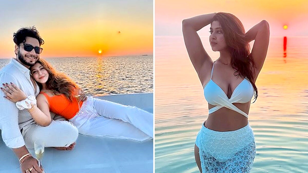 हनीमून पर नए दूल्हा-दुल्हन, पति की बांहों में रोमांटिक हुई एक्ट्रेस, बिकिनी में छाया लुक