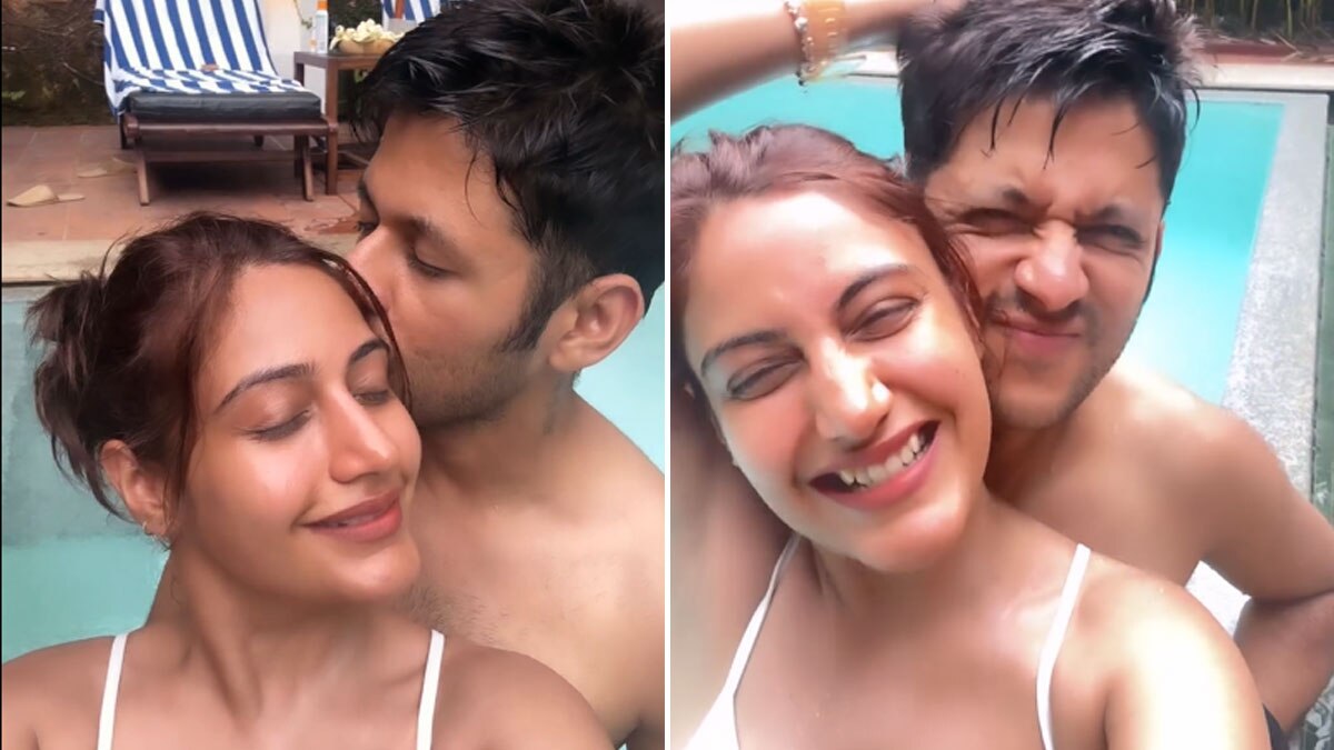 नई दुल्हन का पूल में रोमांस, पति ने किया Kiss, एक्ट्रेस ने मोनोकनी में दिखाया डांस