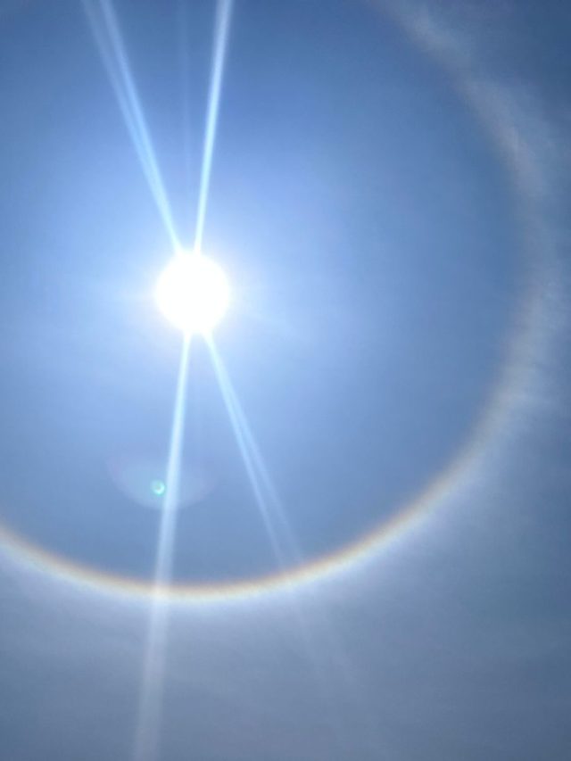 কলকাতার আকাশে বিস্ময়! সূর্যের চারপাশে সাতরঙা জ্যোতির্বলয়, দেখুন বিরল মুহূর্তের ছবি