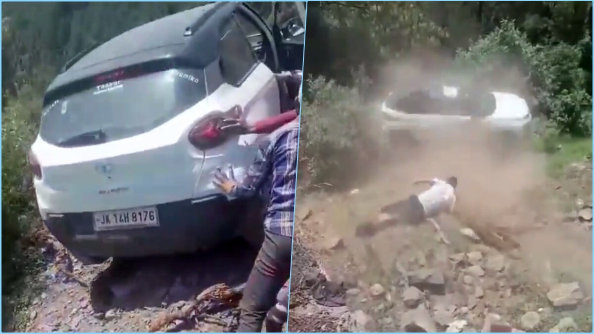 रोकने की तमाम कोशिश... लेकिन सीधे खाई में गिरी SUV! मौत के मुंह से लौटा चालक- VIDEO