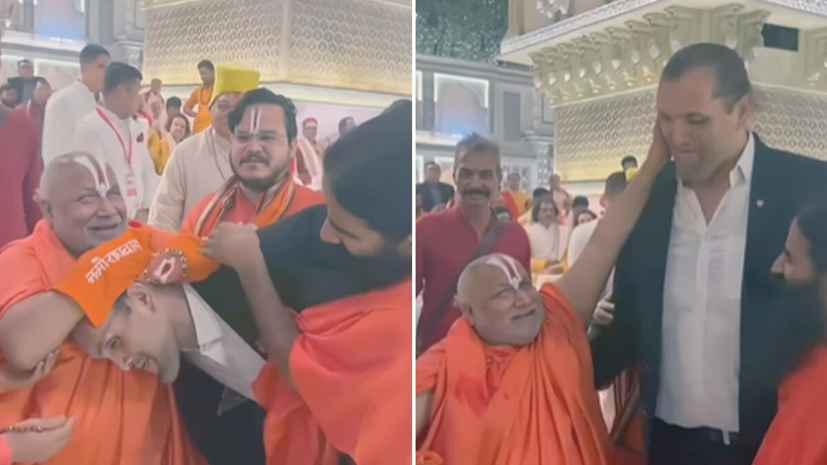 खली ने छुए स्वामी रामभद्राचार्य के पैर, लिया आशीर्वाद, मुस्कुराकर देखते रहे बाबा रामदेव