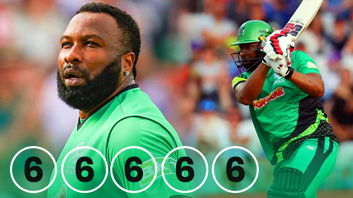 6,6,6,6,6... पोलार्ड ने राश‍िद की बख‍िया उधेड़ी, 5 गेंदों पर मारे 5 छक्के, VIDEO