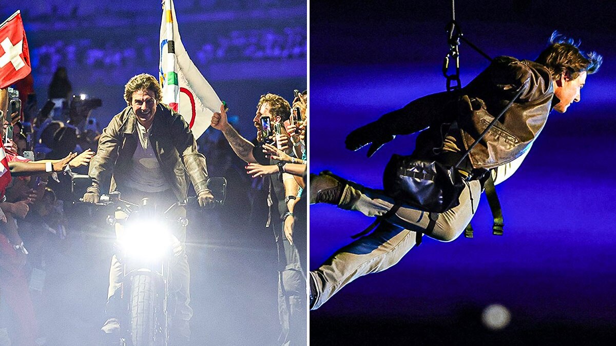 ओलंप‍िक क्लोज‍िंग सेरेमनी में 62 के टॉम क्रूज ने उड़ाए होश, स्टेडियम में कूदे, प्लेन से भी...