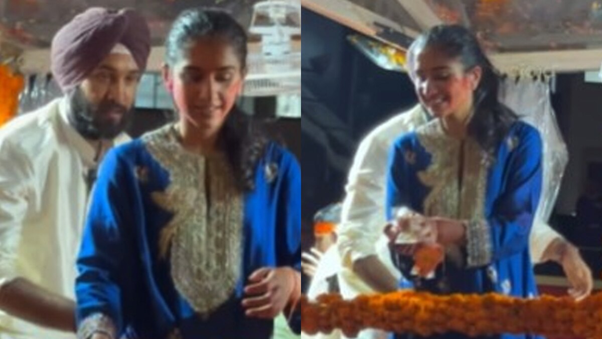 ब्लू ट्यूनिक में अंबानी परिवार की छोटी बहू राध‍िका, कुर्ते की कीमत इतने लाख