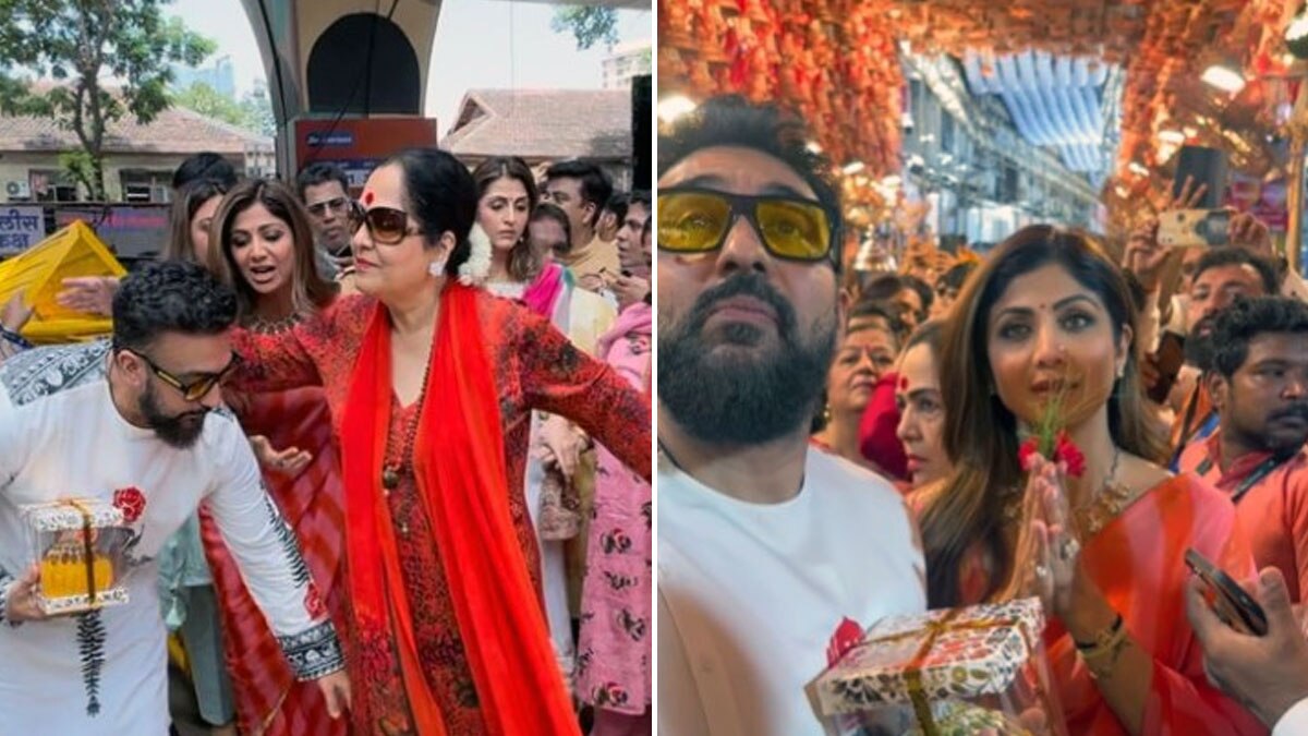 शिल्पा ने दबाए बप्पा के पैर-पति ने चरणों में रखा सिर, दर्शन से पहले राज ने सास के छुए पैर