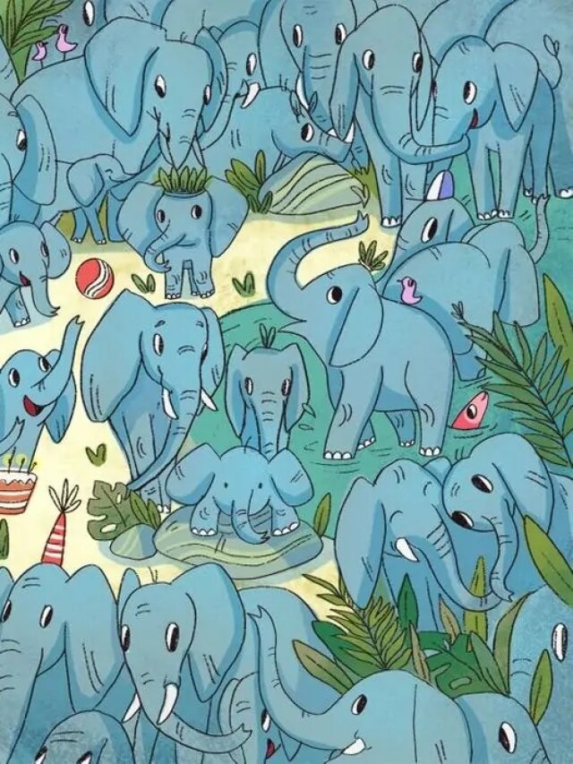 Quiz: हाथियों के बीच में छिपा है एक गेंडा, 7 सेंकड में खोज पाएंगे तो कहलाएंगे जीनियस