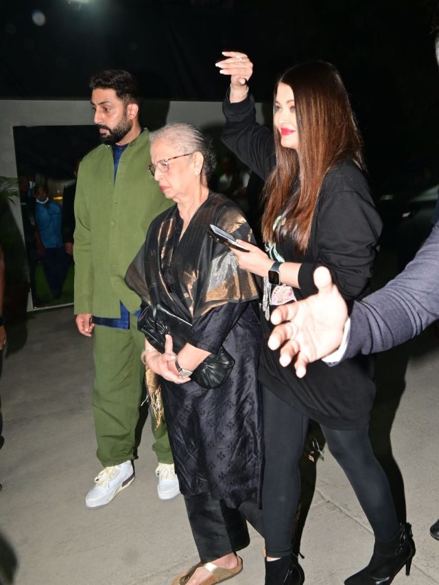 सास संग दिखे अभिषेक, ऑल ब्लैक लुक में छाईं ऐश्वर्या, इम्प्रेस हुए फैन्स