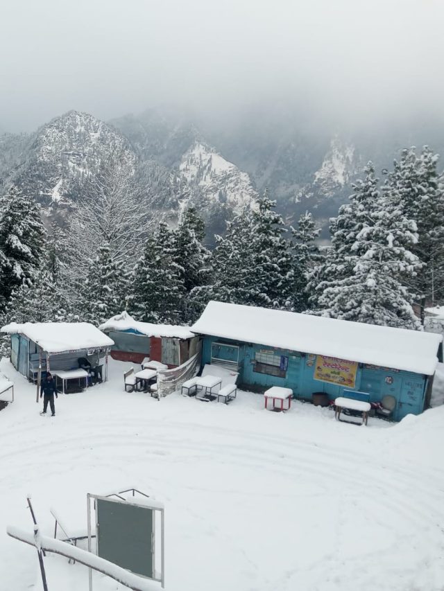 बर्फ की मोटी चादर में लिपटीं औली की वादियां, वीडियो में देखें मनमोहक नज़ारा