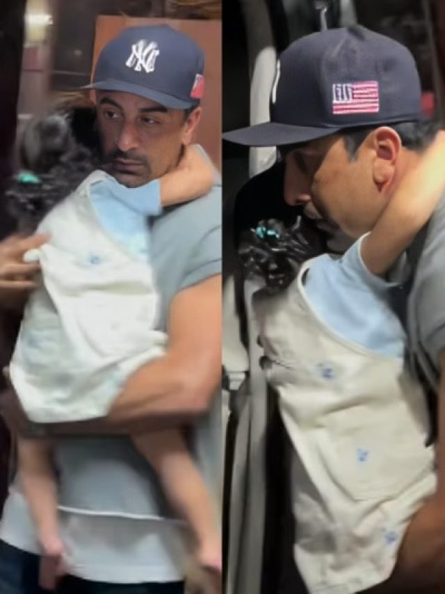 पापा रणबीर के सीने से लिपटकर चाचू अयान से मिलने पहुंचीं नन्ही राहा, पहनी बेहद सस्ती ड्रेस