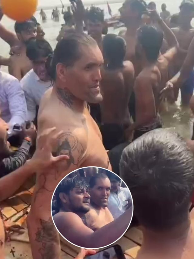 महाकुंभ में 'द ग्रेट खली'... भीड़ ने घेरा, नाव से उतरना किया मुश्क‍िल