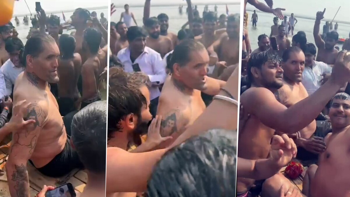 महाकुंभ में 'द ग्रेट खली'... भीड़ ने घेरा, नाव से उतरना किया मुश्क‍िल