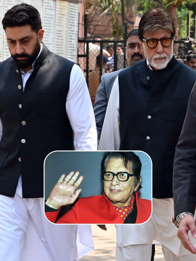 बेटे संग श्मशान घाट पहुंचे अमिताभ, दोस्त मनोज कुमार को दी अंतिम विदाई, Photos