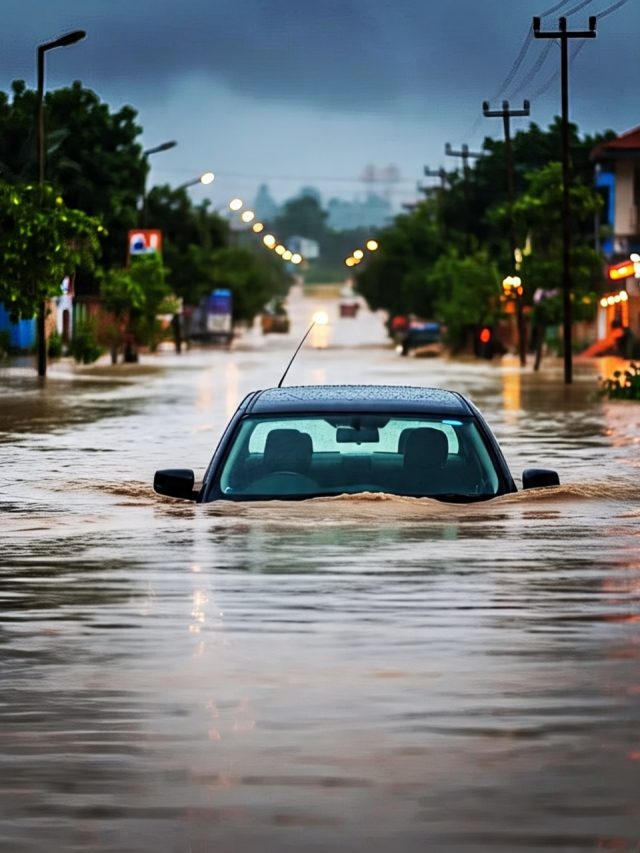सड़क पर पानी में डूबी कार! 'हाइड्रोप्लेनिंग' बन सकता है खतरा, जानें कैसे बचें