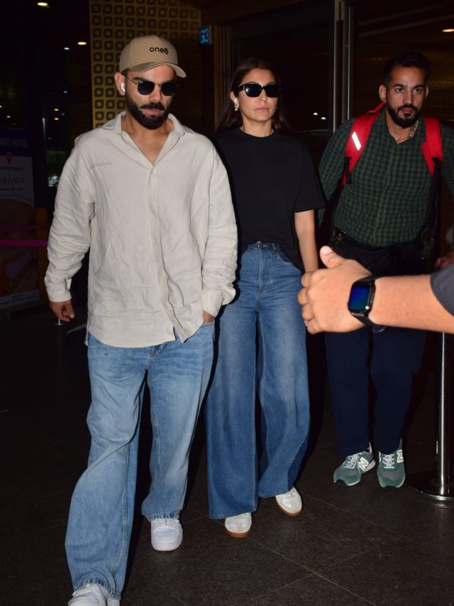 बेंगलुरु में जीत का जश्न मनाकर मुंबई लौटे विराट-अनुष्का, चेहरे पर दिखी उदासी