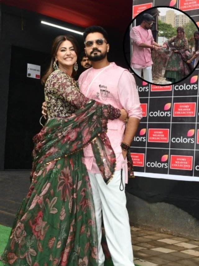 भारी-भरकम अनारकली सूट में चांद सी सुंदर लगीं हिना खान, पति ने संभाली ड्रेस, लाजवाब है स्टाइल