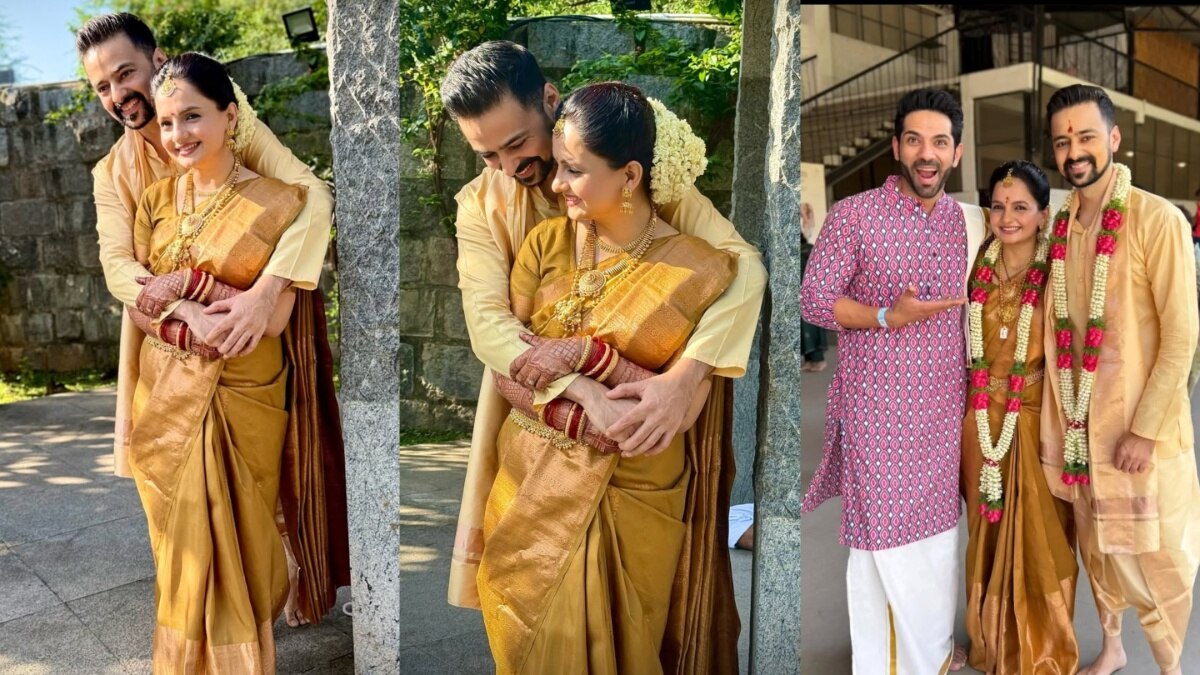 ‘गोपी बहू’ बनीं दुल्हन, गोल्डन साड़ी में पति वरुण संग की ट्विनिंग! देखें रोमांटिक Photos