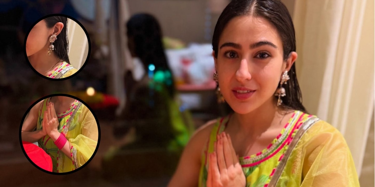 स्लीवलेस सूट और गुलाबी चूड़ियां पहन छाईं सारा, सादगी में मनाई गणेश चतुर्थी, PHOTOS