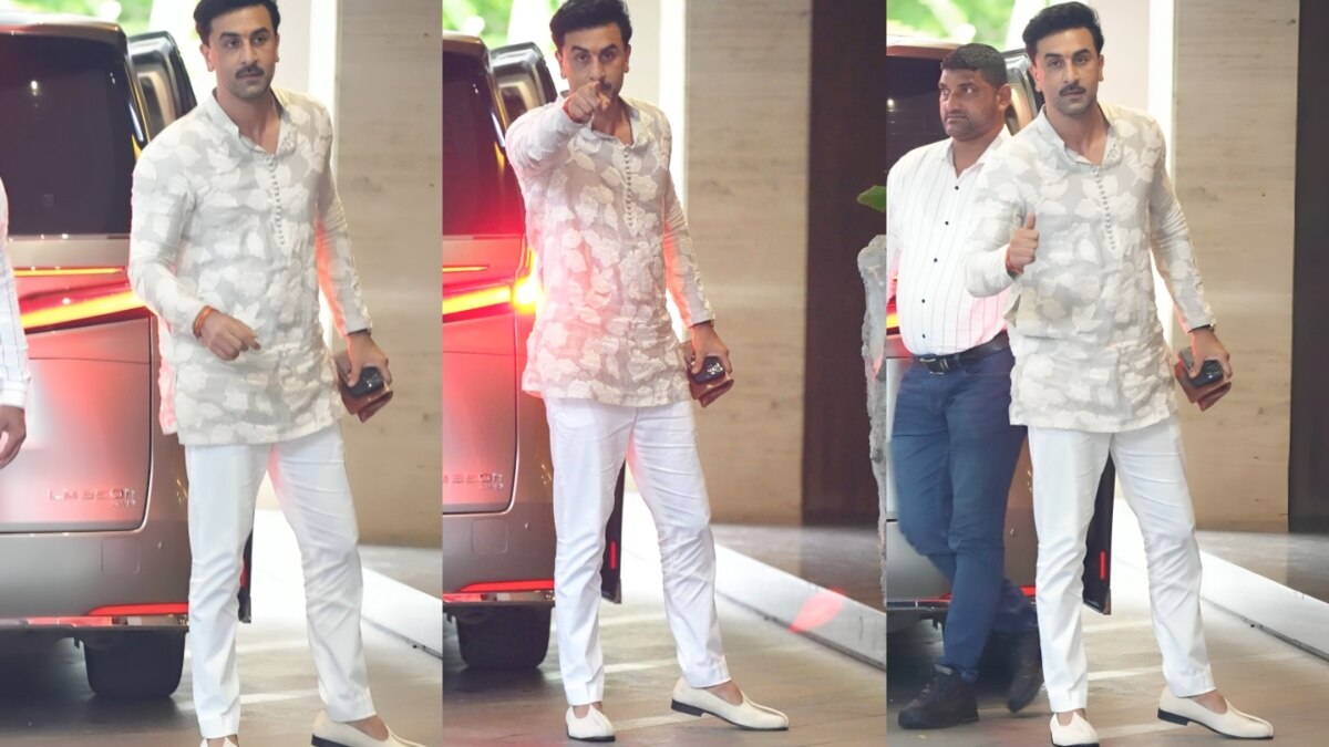 देसी अंदाज में रणबीर कपूर, गणपति दर्शन के लिए शॉर्ट कुर्ते में दिखे हैंडसम, PHOTOS