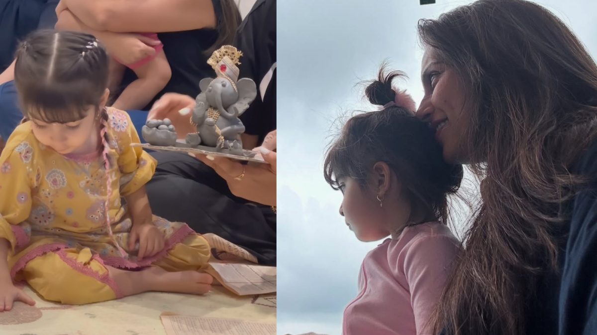 बिपाशा की बेटी ने अपने नन्हे हाथों से बनाए गणपति, क्यूट अंदाज में किया बाप्पा का स्वागत, Video